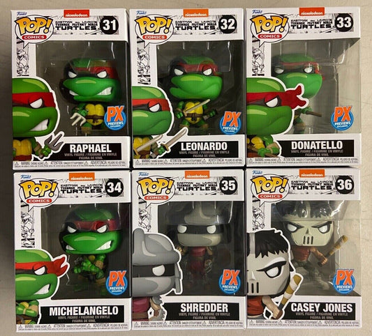 Funko Pop! Comics Teenage Mutant Ninja Turtles PX Exclusive Set of 6 TMNT 31-36 SIGNED & REMARKED BY EDWARD KRAATZ II